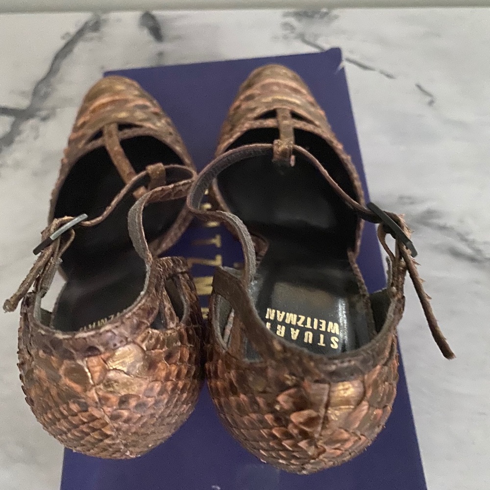Stuart Weizmann Python Skin Bronze Pumps size 8 - Picture 9 of 9